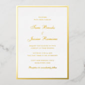 Eenvoudig traditioneel goudbruin huwelijk folie uitnodiging (Voorkant)