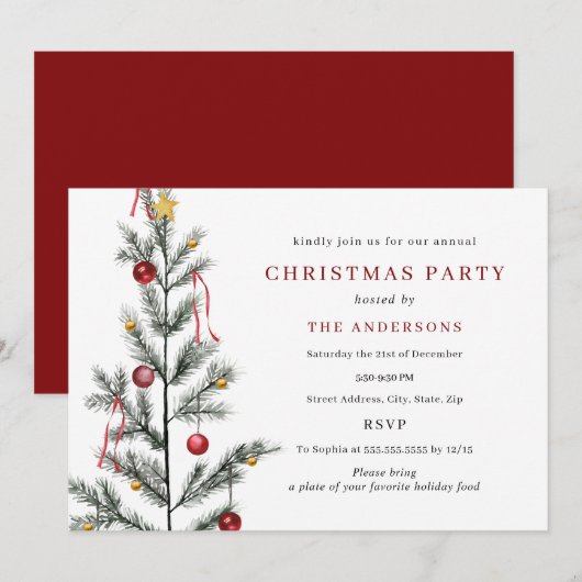 Eenvoudig traditioneel kerstfeest kaart (Voorkant / Achterkant)