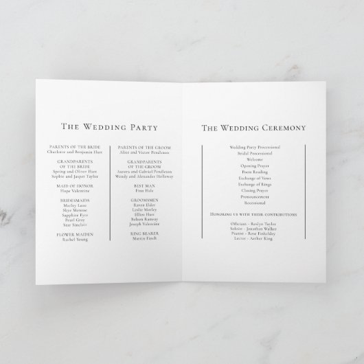 Eenvoudig traditioneel minimaal bruiloft gevouwen  programma (Binnen)