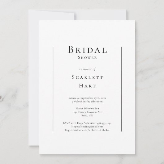 Eenvoudig traditioneel minimaal bruiloft Vrijgezel Kaart (Voorkant)