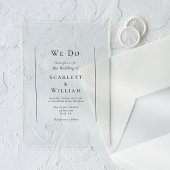 Eenvoudig traditioneel minimaal we doen bruiloft acryl uitnodigingen