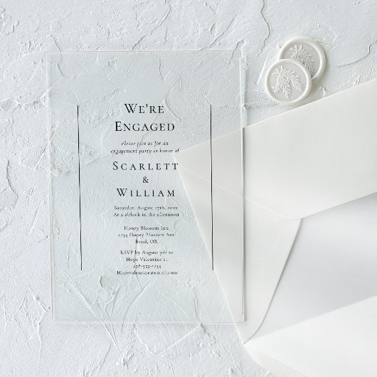 Eenvoudig traditioneel minimaal We zijn betrokken Acryl Uitnodigingen