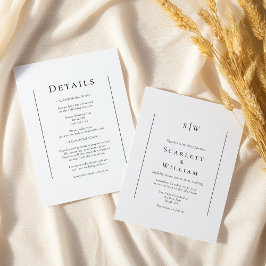 Eenvoudig traditioneel monogram alles in één bruil kaart