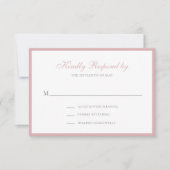 Eenvoudig traditioneel roze Roos RSVP Kaartje (Voorkant)