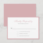 Eenvoudig traditioneel roze Roos RSVP Kaartje (Voorkant / Achterkant)