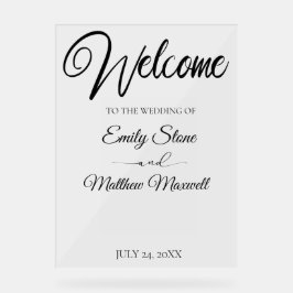 Eenvoudig transparant acryl bruiloft welkomstbord bord