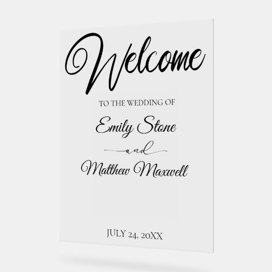 Eenvoudig transparant acryl bruiloft welkomstbord bord (Hoek)