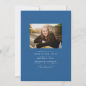 Eenvoudig trendy blauw afstuderen foto afstuderen kaart (Achterkant)