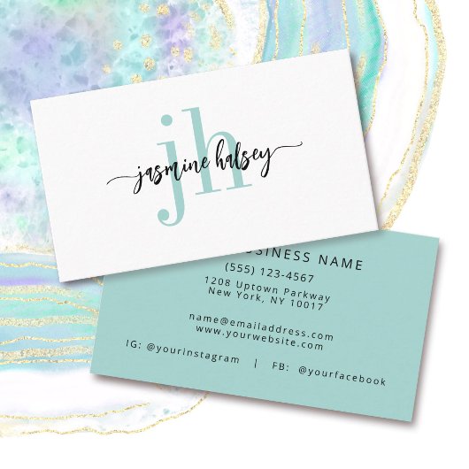 Eenvoudig Trendy Naam en Initialen Visitekaartje