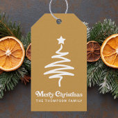 Eenvoudig trendy retro goud kerst retouradres cadeaulabel