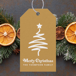 Eenvoudig trendy retro goud kerst retouradres cadeaulabel