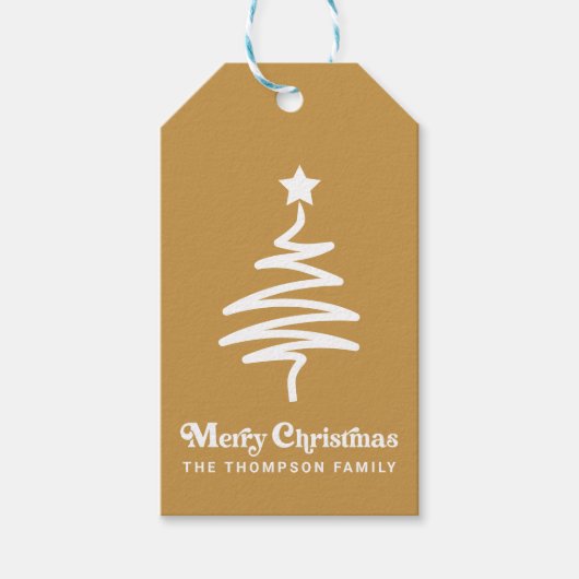 Eenvoudig trendy retro goud kerst retouradres cadeaulabel (Voorkant)