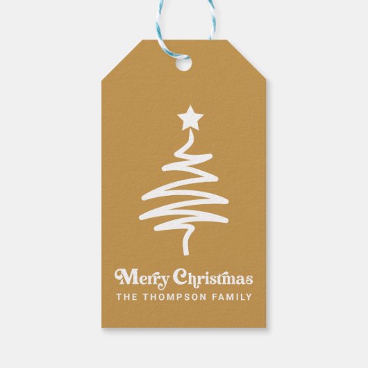 Eenvoudig trendy retro goud kerst retouradres cadeaulabel (Achterkant)