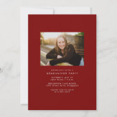 Eenvoudig trendy rood afstuderen foto afstuderen kaart (Achterkant)