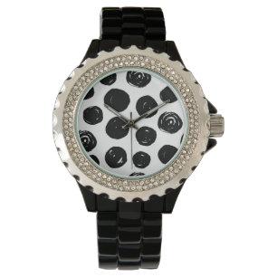 Eenvoudig trendy zwart polka dots horloge