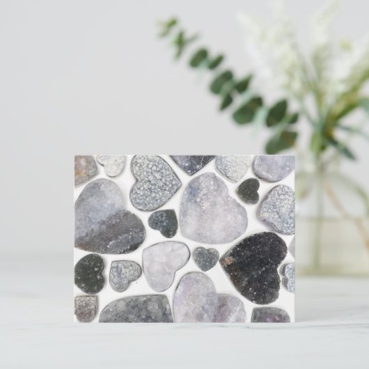 Eenvoudig Trendy Zwart Wit Kristal Hart Patroon Briefkaart (Staand voorkant)