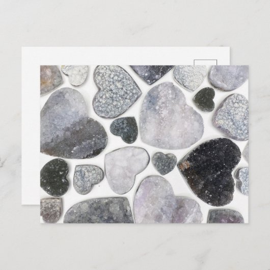 Eenvoudig Trendy Zwart Wit Kristal Hart Patroon Briefkaart (Voorkant / Achterkant)