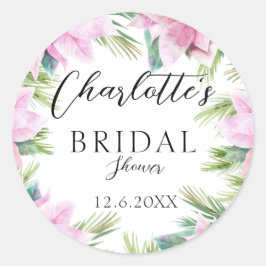 Eenvoudig, tropisch, bloemig, Vrijgezellenfeest Ronde Sticker