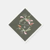 Eenvoudig Tropisch Bloemmonogram Groen Trouwpapier Servet (Hoek)