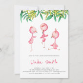 Eenvoudig Tropisch Flamingo Triplets Baby shower Kaart (Voorkant)
