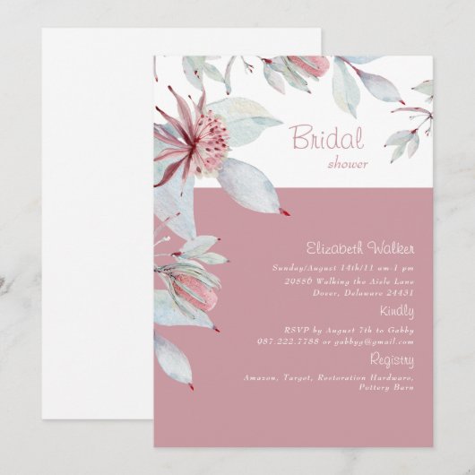 Eenvoudig Tropisch Floral Roze Vrijgezellenfeest Kaart (Voorkant / Achterkant)