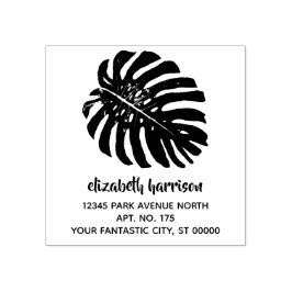 Eenvoudig tropisch Monstera Leaf Return-adres Rubberstempel