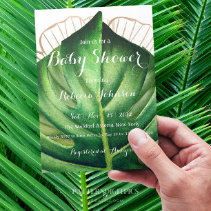 Eenvoudig Tropisch Wilde Greenery Gold Baby shower Kaart