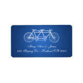 Eenvoudig trouwadres Tandem Bike Blue Etiket (Voorkant)
