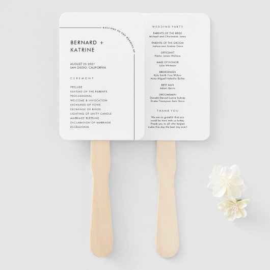 Eenvoudig trouwprogramma handwaaier (Voorkant en achterkant)