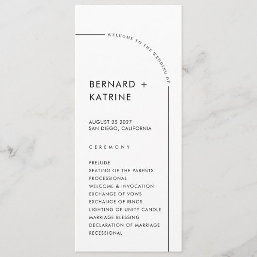 Eenvoudig trouwprogramma programmakaart (Voorkant)