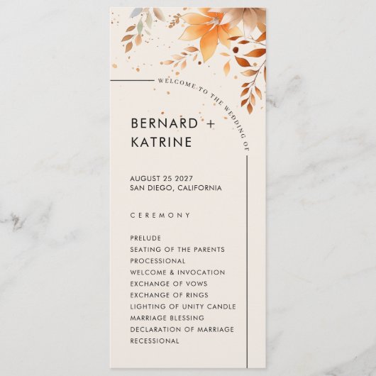 Eenvoudig trouwprogramma programmakaart (Voorkant)