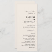 Eenvoudig trouwprogramma programmakaart (Voorkant / Achterkant)