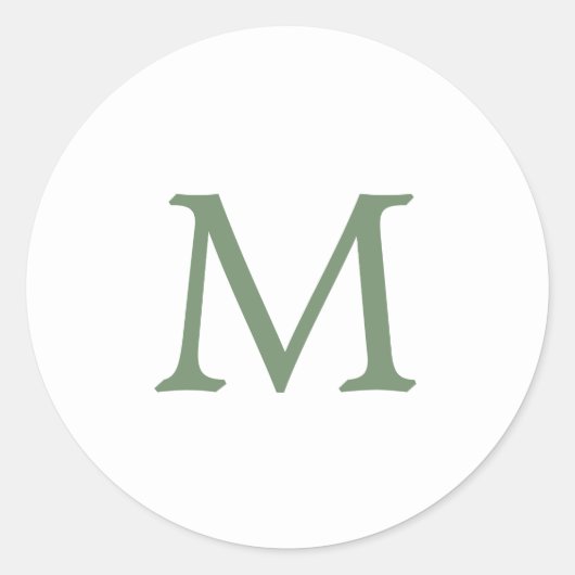 Eenvoudig tuingroen en wit monogram bruiloft ronde sticker (Voorkant)