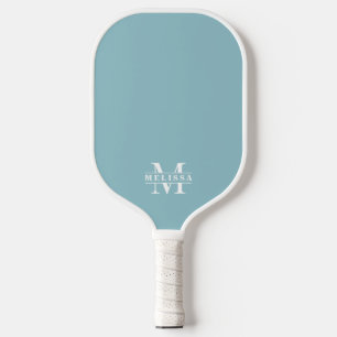 Eenvoudig Turkoois Blauw Elegant Monogram Pickleball Paddle