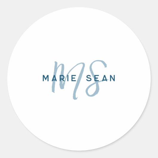 Eenvoudig Turkoois Minimalistisch Monogram Ronde Sticker (Voorkant)