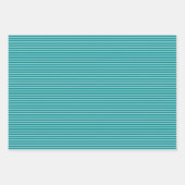 Eenvoudig Turquoise Blue Aqua Narrow Striped Patte Inpakpapier Vel (Voorkant 3)