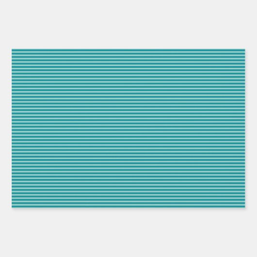 Eenvoudig Turquoise Blue Aqua Narrow Striped Patte Inpakpapier Vel (Voorkant 2)
