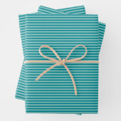 Eenvoudig Turquoise Blue Aqua Narrow Striped Patte Inpakpapier Vel (In situ)
