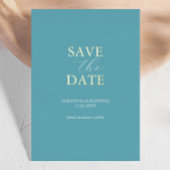 Eenvoudig Turquoise Blue bewaar de datum van het h Folie Uitnodiging