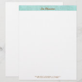 Eenvoudig, Turquoise Blue, Linen look, minimalisti Persoonlijk Briefhoofd (Voorkant / Achterkant)