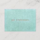 Eenvoudig, Turquoise Blue, Linen look, minimalisti Visitekaartje (Voorkant)