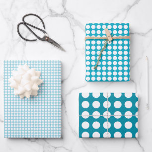 Eenvoudig Turquoise en Wit Stippenpatroon Inpakpapier Vel