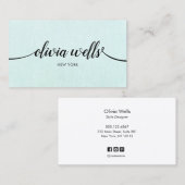 Eenvoudig Turquoise Handgeschreven Script Beauty S Visitekaartje (Voorkant / Achterkant)