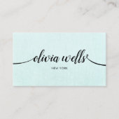 Eenvoudig Turquoise Handgeschreven Script Beauty S Visitekaartje (Voorkant)