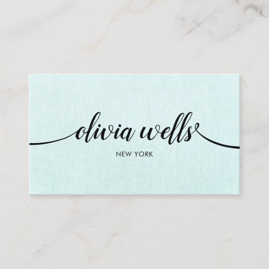 Eenvoudig Turquoise Handgeschreven Script Beauty S Visitekaartje (Voorkant)