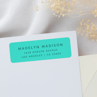Eenvoudig turquoise minimalistisch elegant retoura etiket