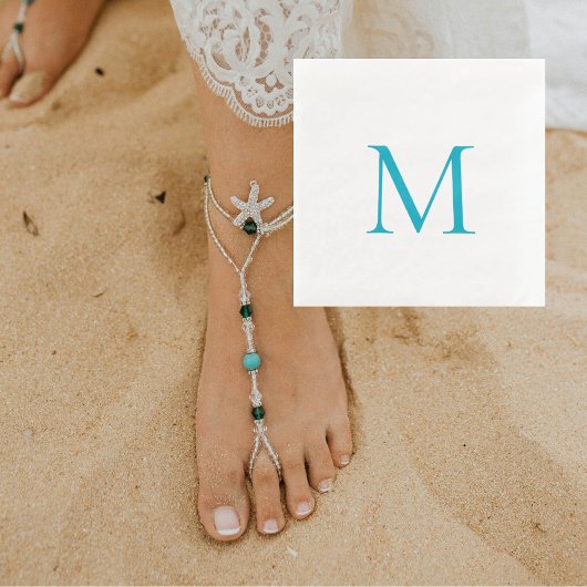 Eenvoudig Turquoise Monogram Papieren servet