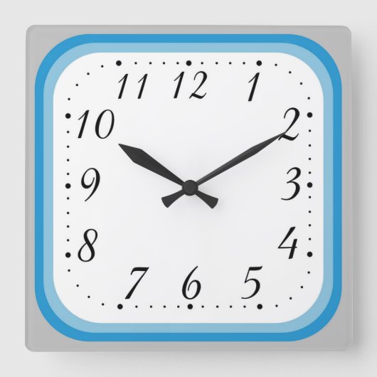 Eenvoudig twee kleuren blauw omhuld vierkante klok (Voorkant)