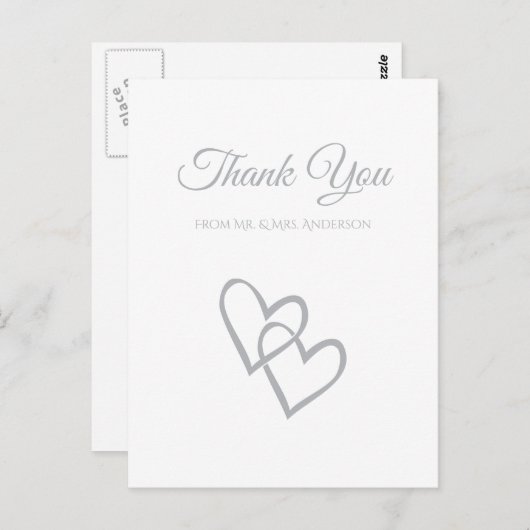 Eenvoudig tweekleurig huwelijk bedankt briefkaart (Voorkant / Achterkant)