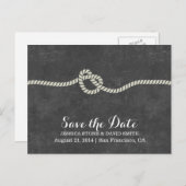 Eenvoudig Twine Knot Chalkboard Save the Date Aankondigingskaart (Voorkant / Achterkant)